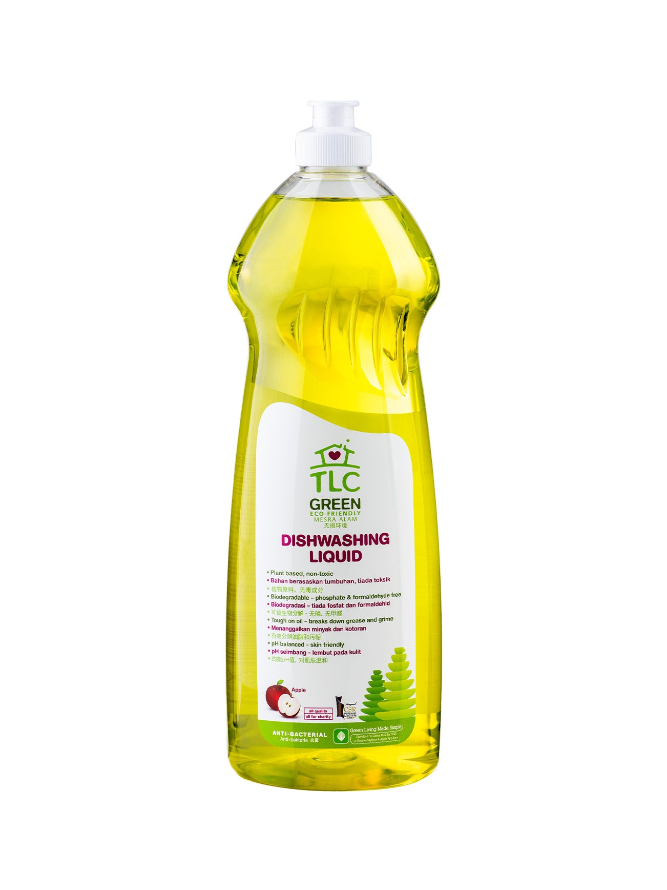 TLC GREEN DISHWASHING LIQUID APPLE 1L