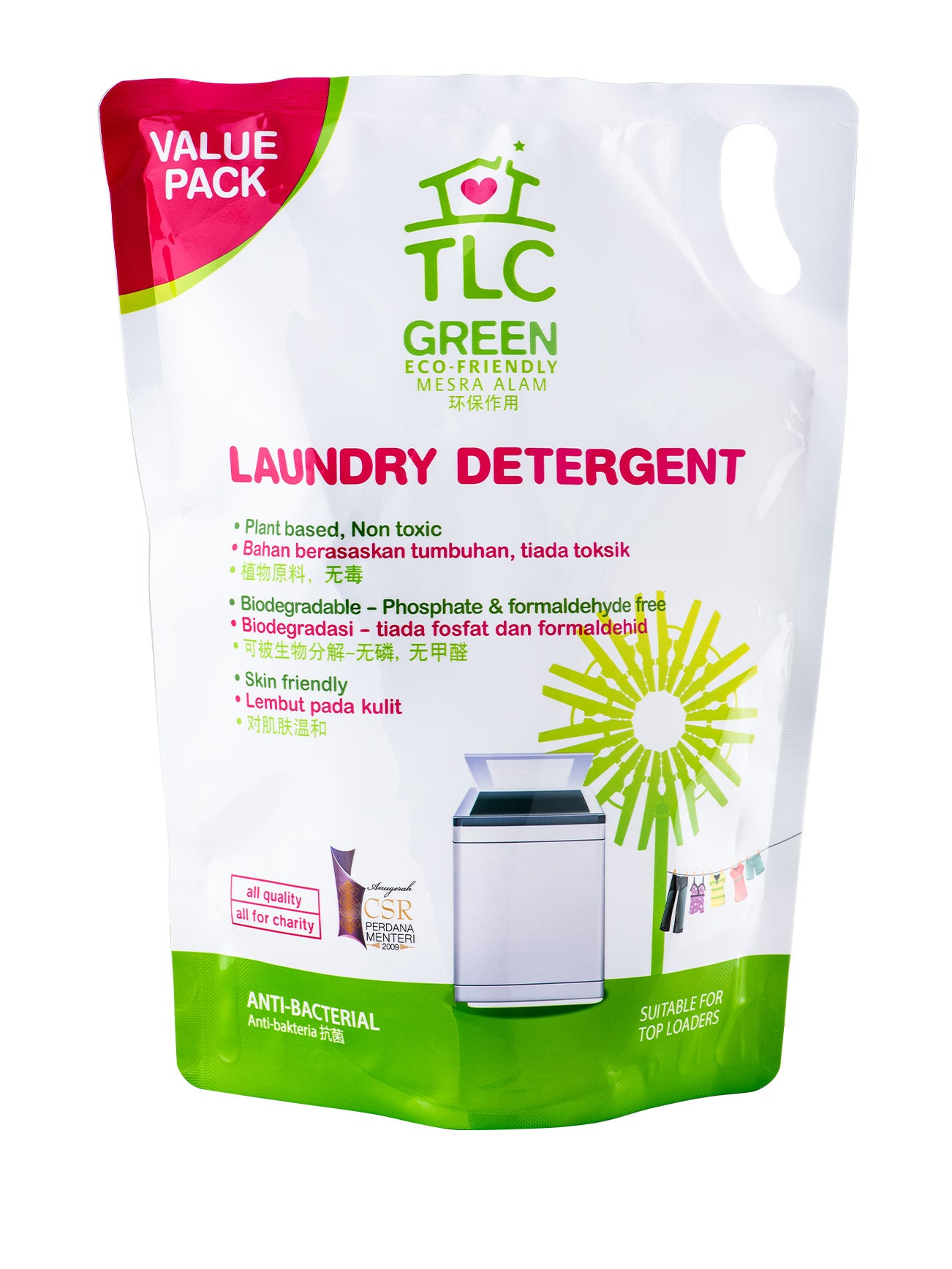 TLC GREEN LAUNDRY LIQ DETERGENT RF 1.8L