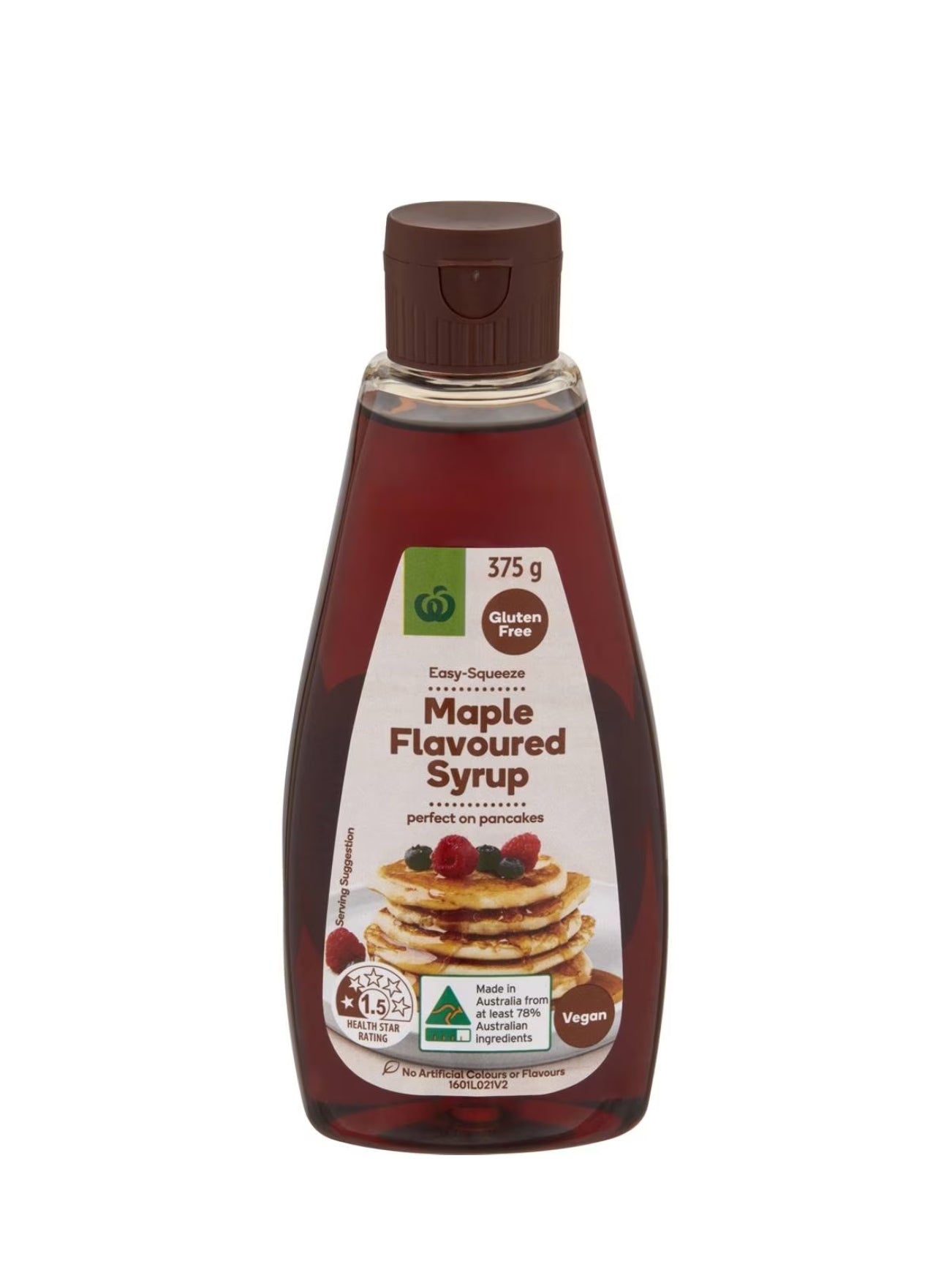 WOOLWORTHS FLAVOURED MAPLE SYRUP SQUEEZE 375G