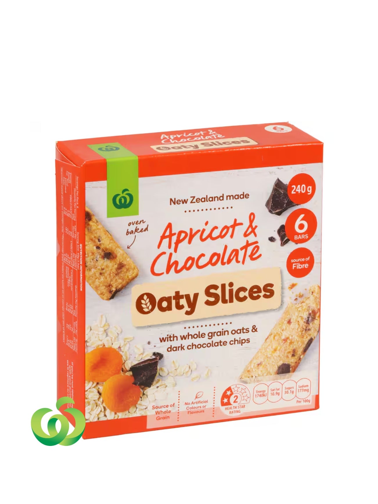 WOOLWORTHS APRICOT & CHOC OATY SLICE 240G