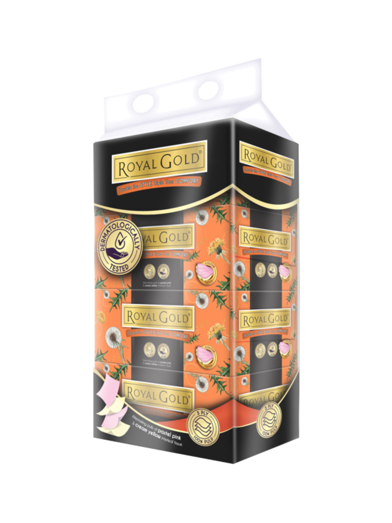 ROYAL GOLD TWIN TONE FACIAL TISSUE BX 3PLY 4X110S