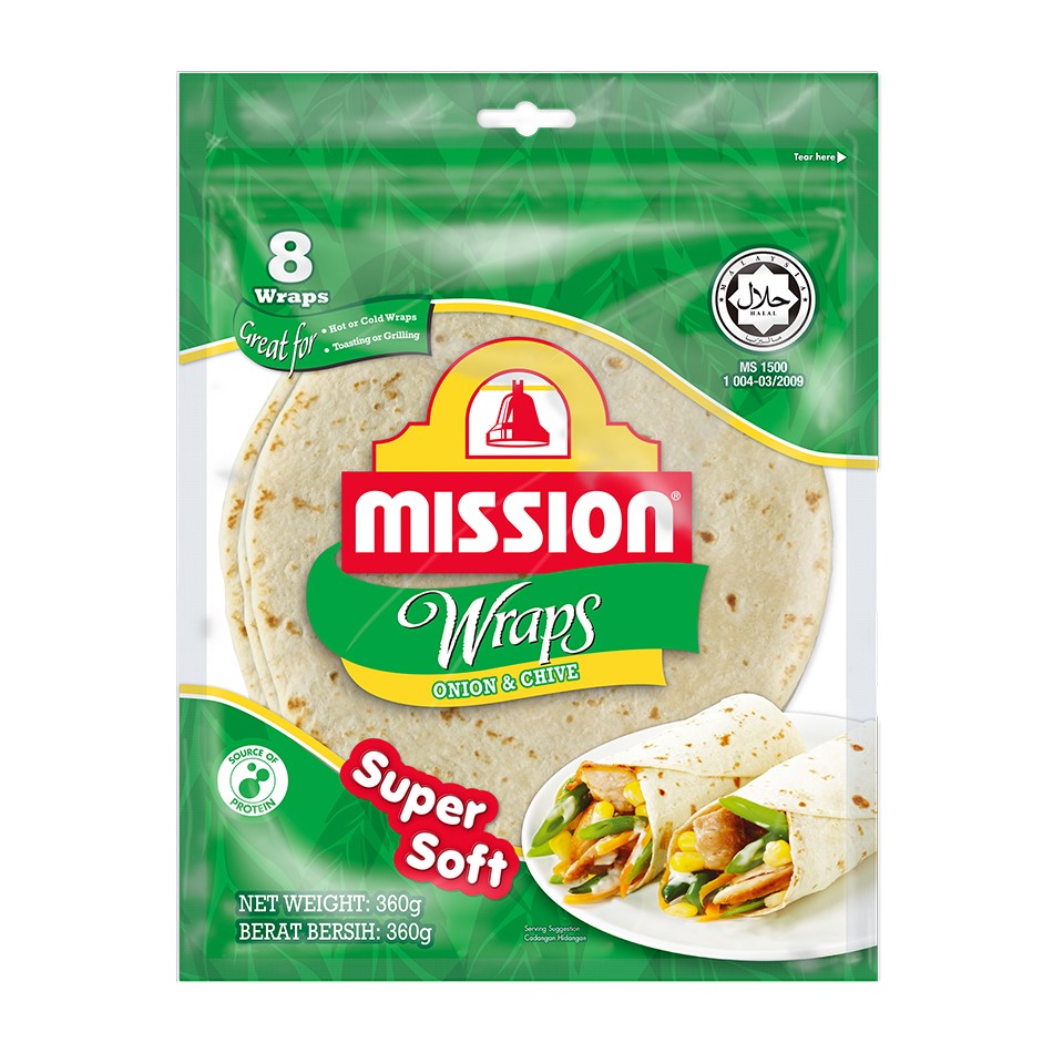 MISSION WRAPS ONION & CHIVE 8'S 360GM